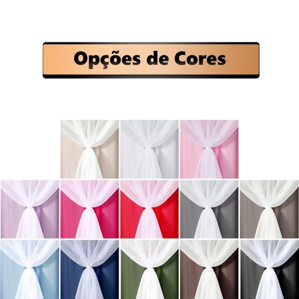 Imagem de Cortina Rosa Xale Voil Blecaute PVC 2,80x1,60 Para Janela