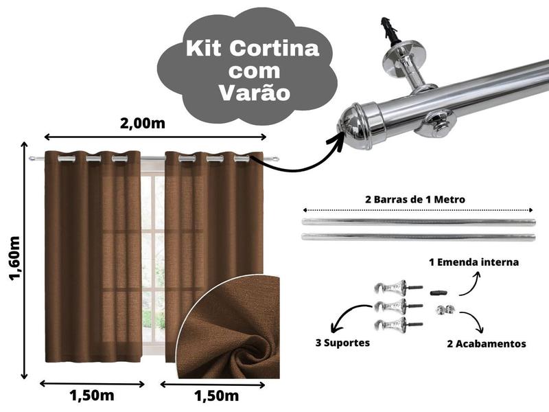 Imagem de  Cortina Rustica 3 Metros Com Varão Incluso 2 Metros Sala Quarto