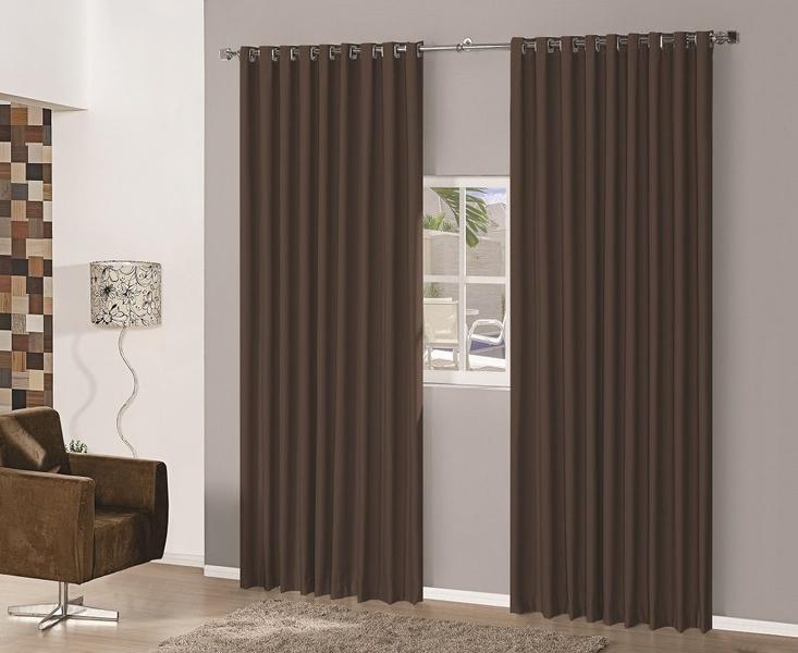 Imagem de cortina sala quarto em tecido semi blackout marron 4,00x2,50