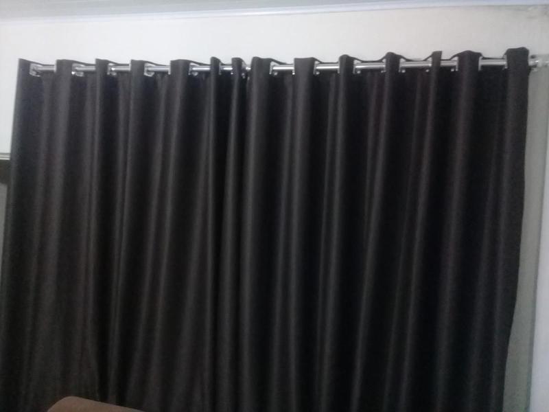 Imagem de Cortina Sala Quarto Em Tecido Semi Blackout Preto 4,00X2,70