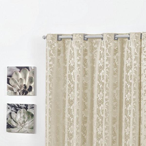 Imagem de cortina sala quarto semi blackout jacquard palha 5,00x2,80