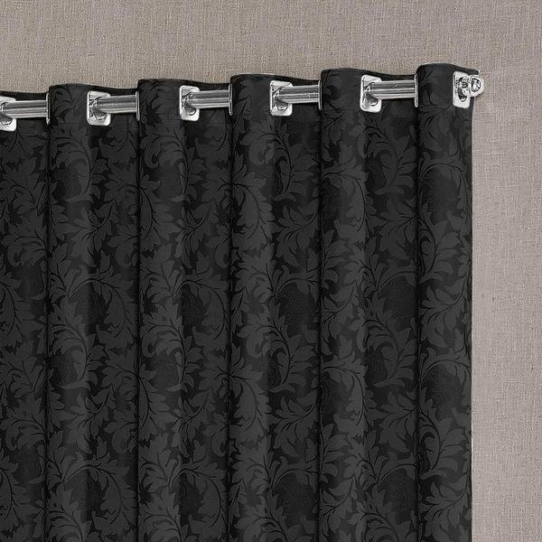 Imagem de cortina sala quarto semi blackout jacquard preto 3,00x2,50