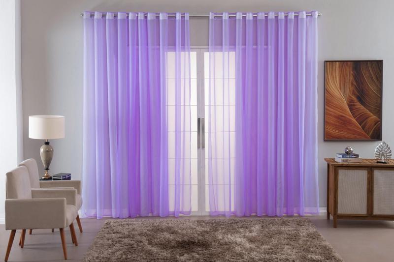 Imagem de cortina sala quarto voal liso delicate 400x2,80 transparente