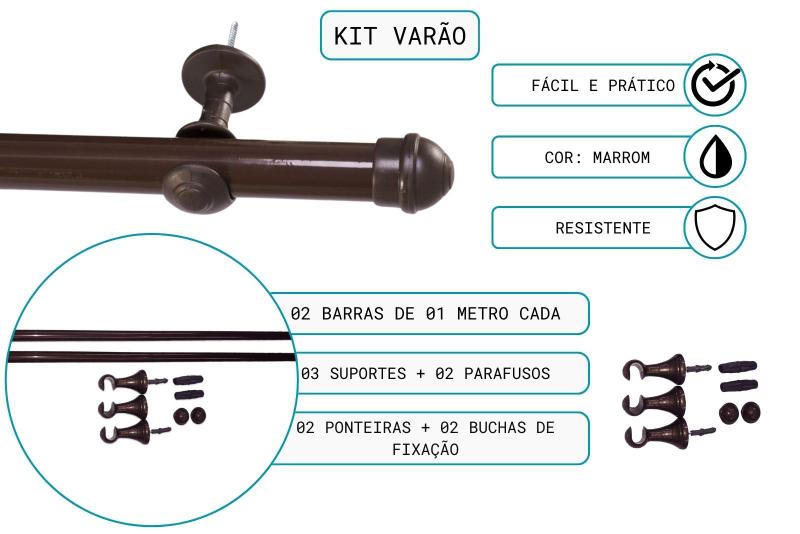 Imagem de Cortina Suede Semi Blackout Kit Completo Com Varão