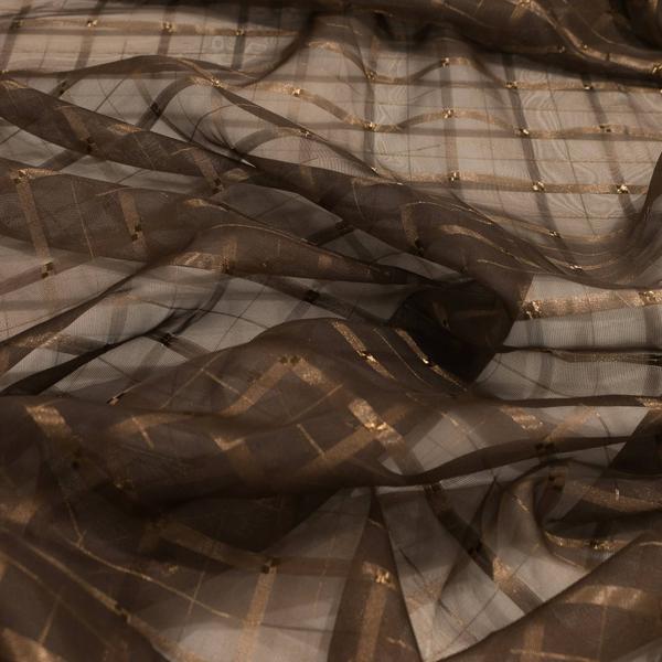 Imagem de cortina voal quadriculado marron 4,00x2,80