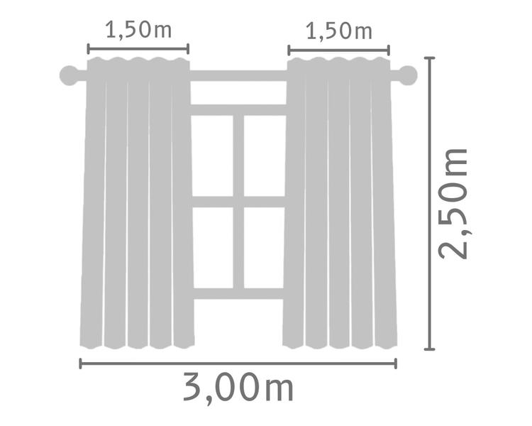 Imagem de Cortina Voil Branco 3,00x2,50 Blackout Tecido Corta Luz 100%