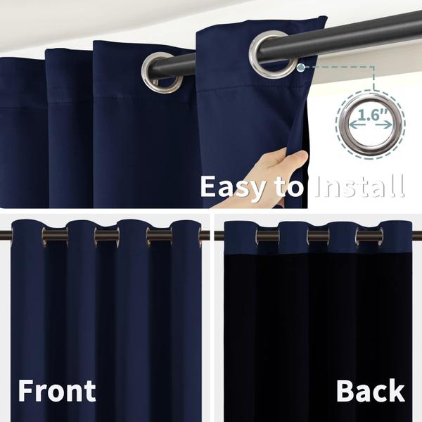 Imagem de Cortinas BGment com isolamento térmico 100% blackout azul marinho