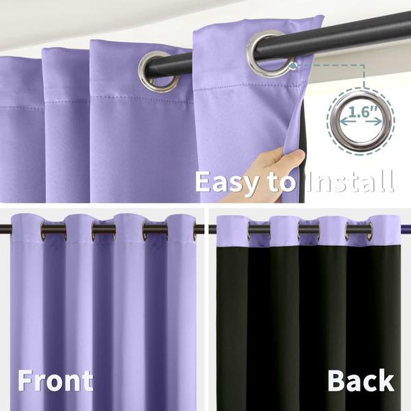 Imagem de Cortinas Blackout BGment com isolamento térmico de lavanda (42 x 84 polegadas)