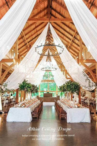 Imagem de Cortinas de teto Showgeous White Chiffon 4 painéis de casamento de 1,5 x 6 m