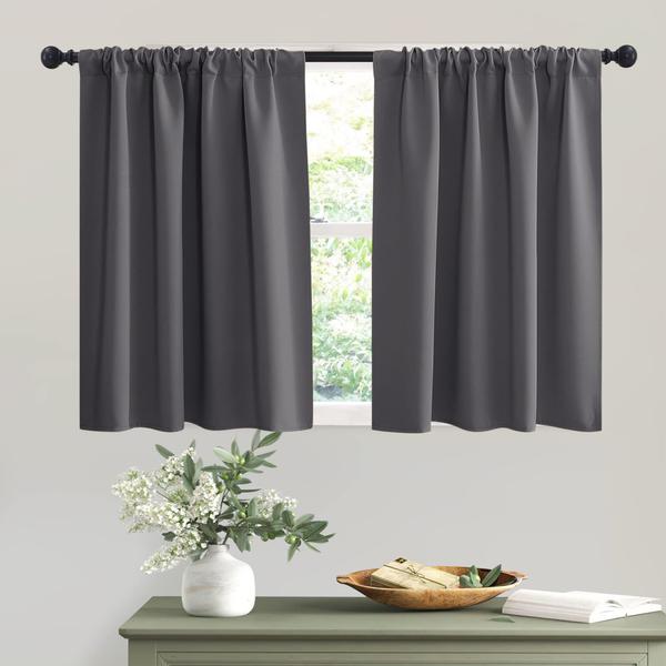 Imagem de Cortinas RYB HOME Short Grey 42x36cm para quarto, conjunto de 2