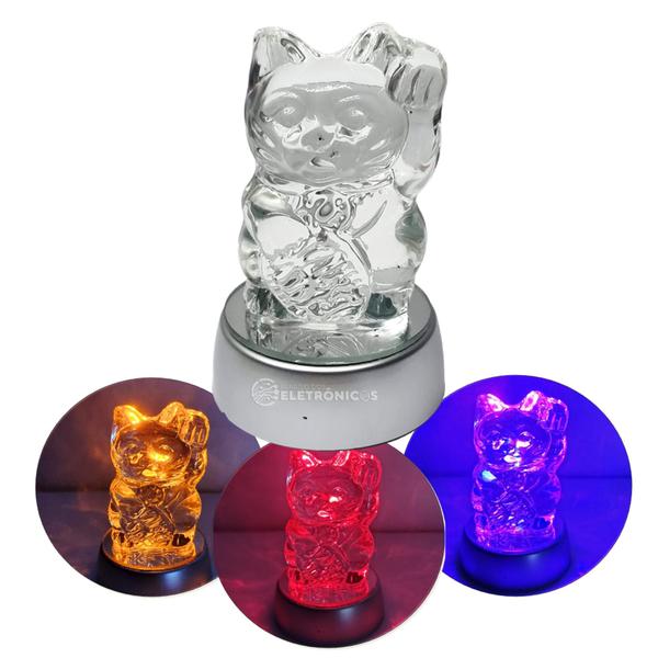 Imagem de Coruja Cristal Pedra Vidro 10cm Base Led Colorido 22101 22162 22105