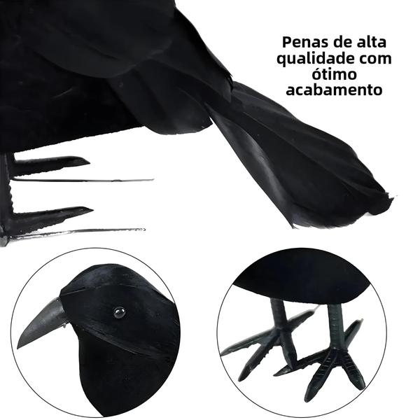 Imagem de Corvo Preto de Halloween - Decoração de Simulação para Festa Assustadora