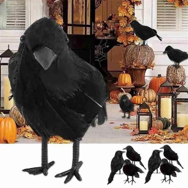 Imagem de Corvo Preto de Halloween - Decoração de Simulação para Festa Assustadora