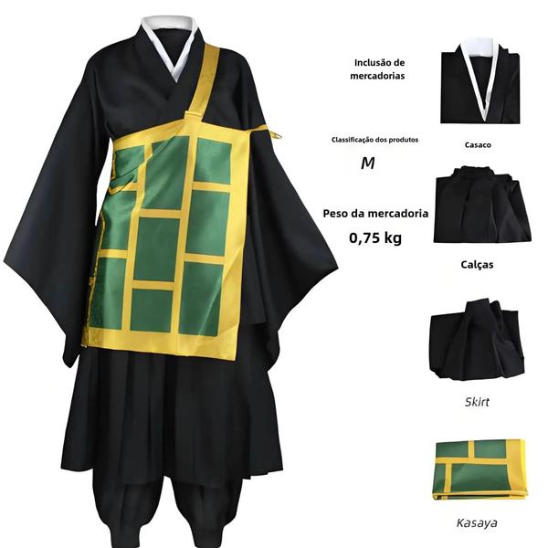 Imagem de Cosplay Geto Suguru Preto - Traje de Quimono Anime Japonês para Halloween