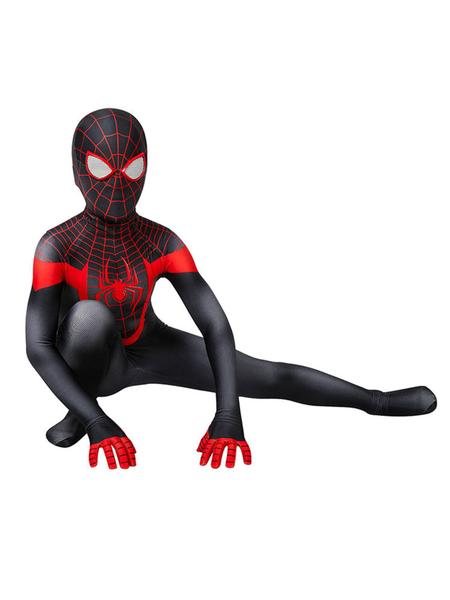 Imagem de Cosplay Infantil Homem Aranha Miles Morales Traje Game Infantil Bodysuit Elastano com Lente 3D