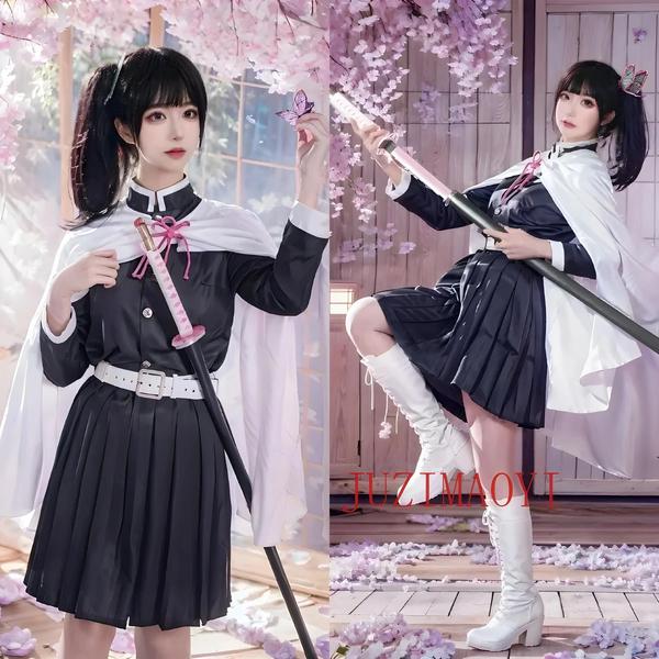 Imagem de Cosplay Tsuyuri Kanao - Traje de Anime Feminino com Quimono, Haori e Peruca