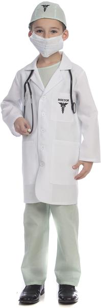 Imagem de Costume Dress Up America Doctor Scrubs para crianças com estetoscópio