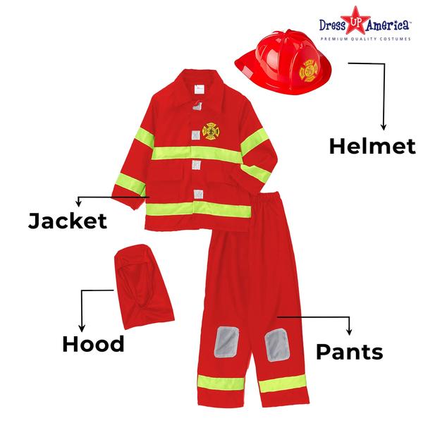 Imagem de Costume Dress Up America Firefighter para crianças com capacete