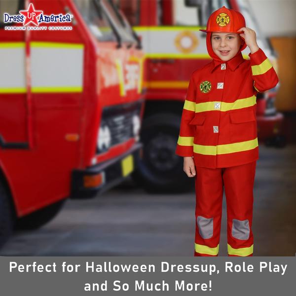 Imagem de Costume Dress Up America Firefighter para crianças com capacete