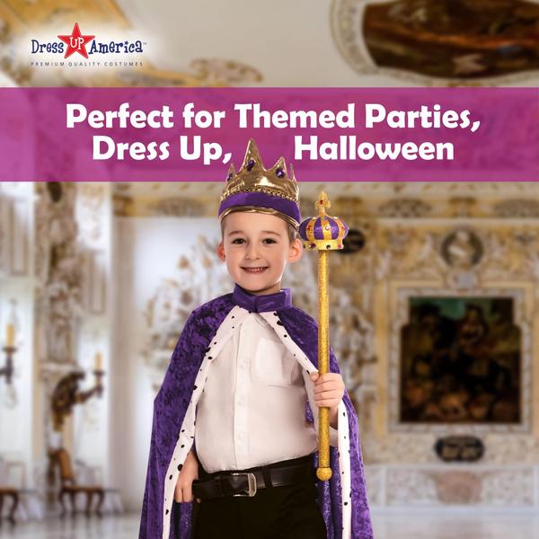 Imagem de Costume Dress Up America King Crown and Robe para crianças, roxo