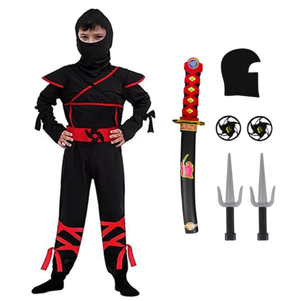 Imagem de Costume Ninja Kids Skyllc Fantasia Ninja com acessórios tamanho L