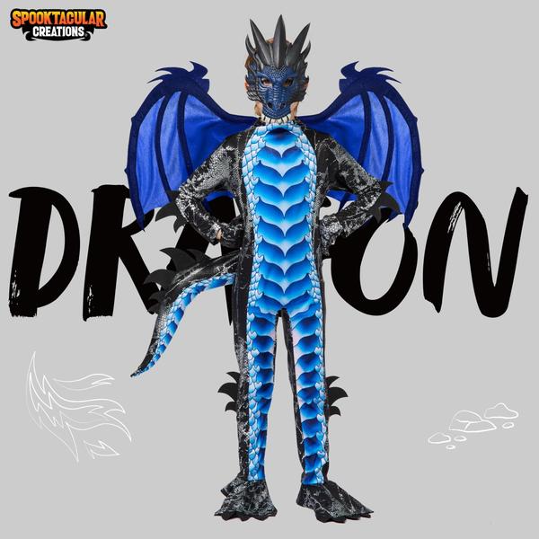 Imagem de Costume Spooktacular Creations Dragon preto/azul para meninos 10