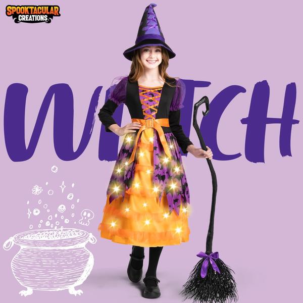 Imagem de Costume Spooktacular Creations Light Up Witch para meninas de 10 a 12 anos