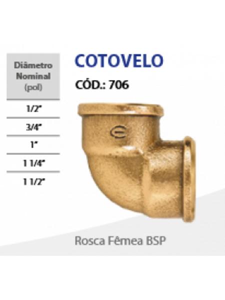 Imagem de Cotovelo 90 latão 1/2"-706 C/5Peças-Eluma