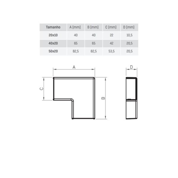 Imagem de Cotovelo Para Canaleta 90 PVC 50x20 mm  Branco TRAMONTINA