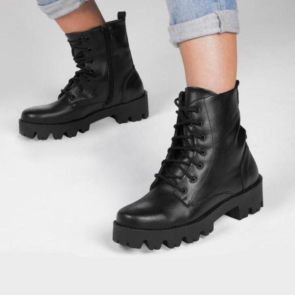 Coturno Feminina Salto Baixo Bota Coturno Cano Curto Bota Cano