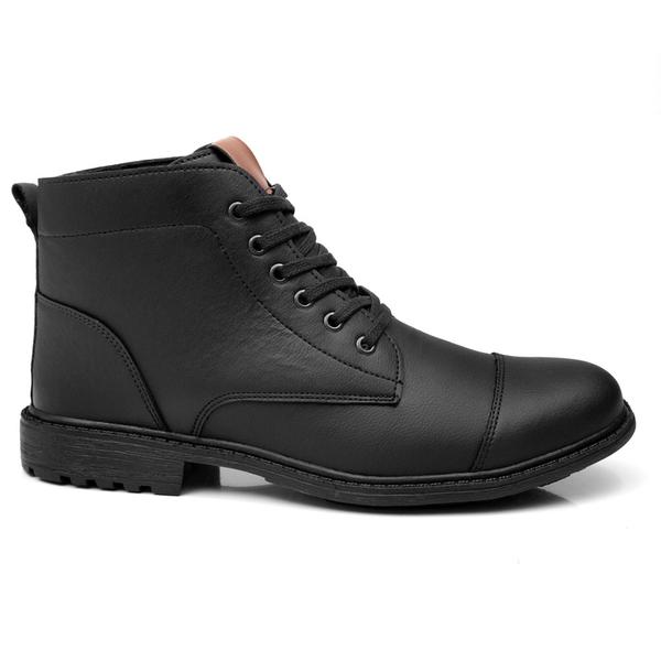 Imagem de Coturno Masculino Preto Comfort Bota Motociclista Motoqueiro Barata 202