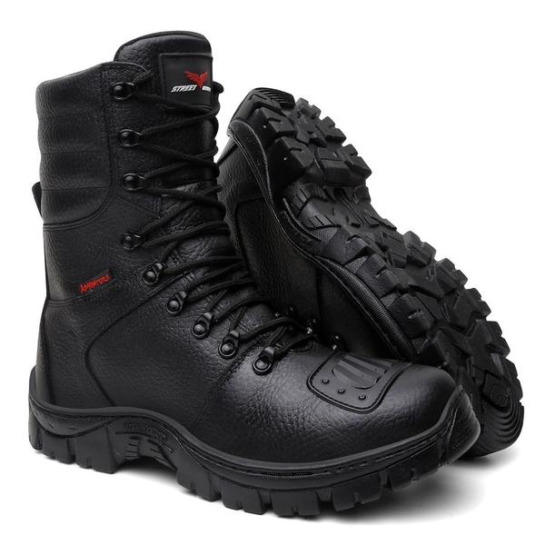 Coturno Masculino Tático Militar Moto Em Couro Com Biqueira - Street Walker Coturno Masculino Tático Militar Moto Em Couro Com Biqueira - Street Walker