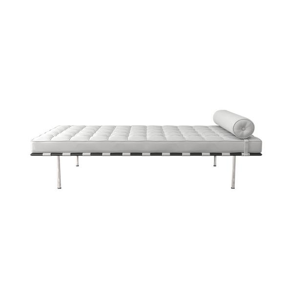 Couch Barcelona Cromado em Couro Natural Branco - CASA BENNE Imagem de Couch Barcelona Cromado em Couro Natural Branco