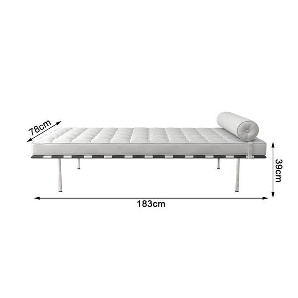 Couch Barcelona Cromado em Couro Natural Branco - CASA BENNE Imagem de Couch Barcelona Cromado em Couro Natural Branco