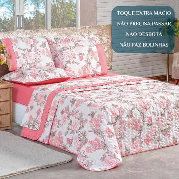 Imagem de Coxa Cama Casal Queen Size Naturale Estampada Dupla Face 200 Fio