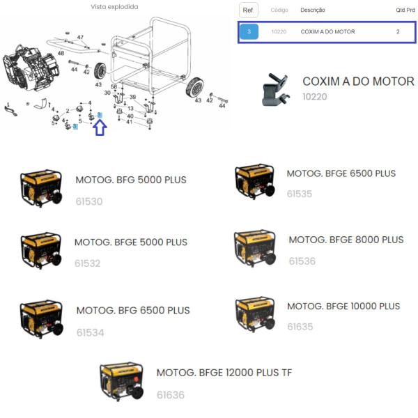 Imagem de Coxim A Do Motor Plus P/ Gerador BFGE 8000 Buffalo Original