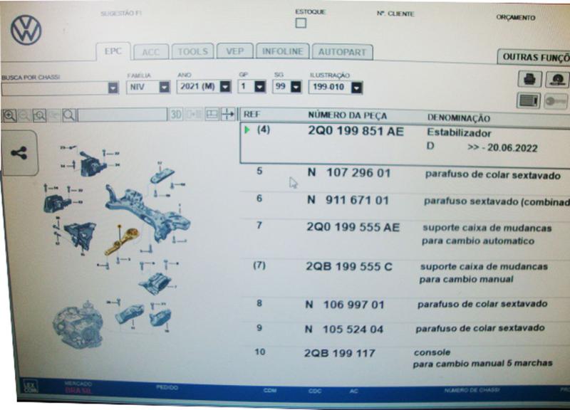 Imagem de Coxim câmbio automático polo t-cross nivus 1.0 original vw