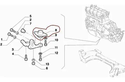 Imagem de Coxim do cambio fiat palio siena strada 1.0 1.3 1.4 fire 2003 á 2020 traseiro inferior