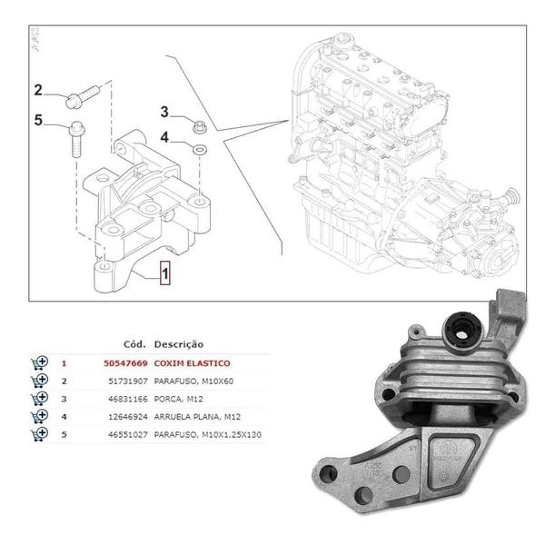 Imagem de Coxim Do Motor Fiat Bravo Tjet - Original Novo 50547669