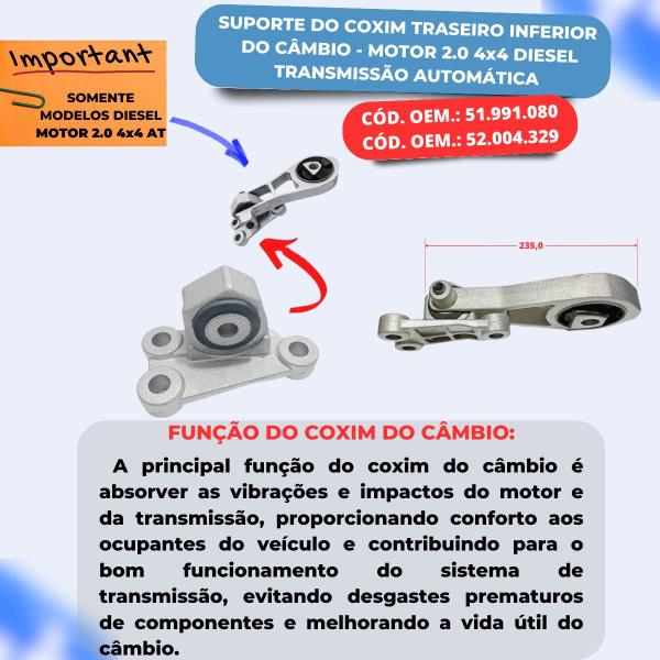 Imagem de Coxim Motor Câmbio Fiat Toro Freedom/Volcano 2.4 Flex 16V 4x2 AT9