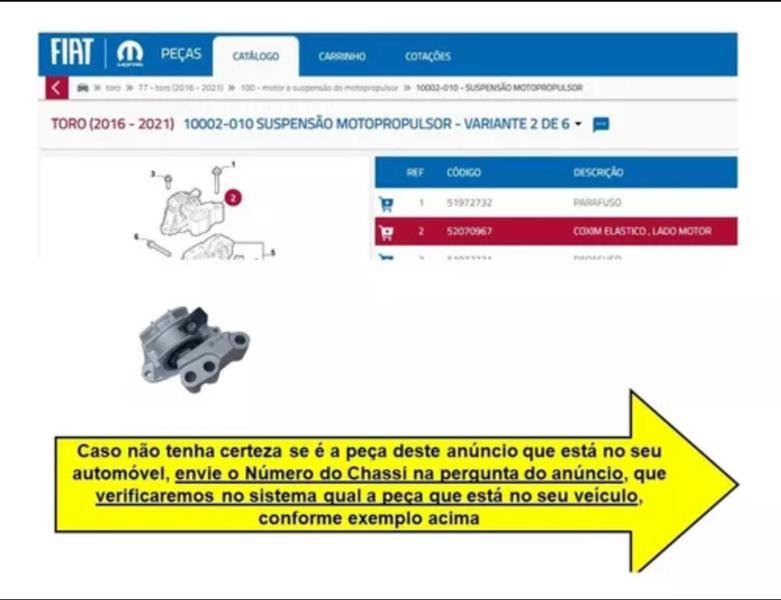 Imagem de Coxim Motor Lado Direito Jeep Renegade, Fiat Toro