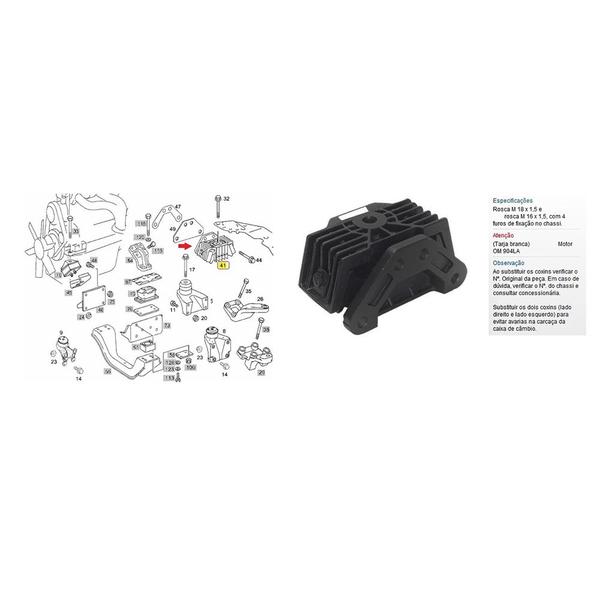 Imagem de Coxim Motor Mercedes L1620 Of1418 Motor Om904La 6932400618