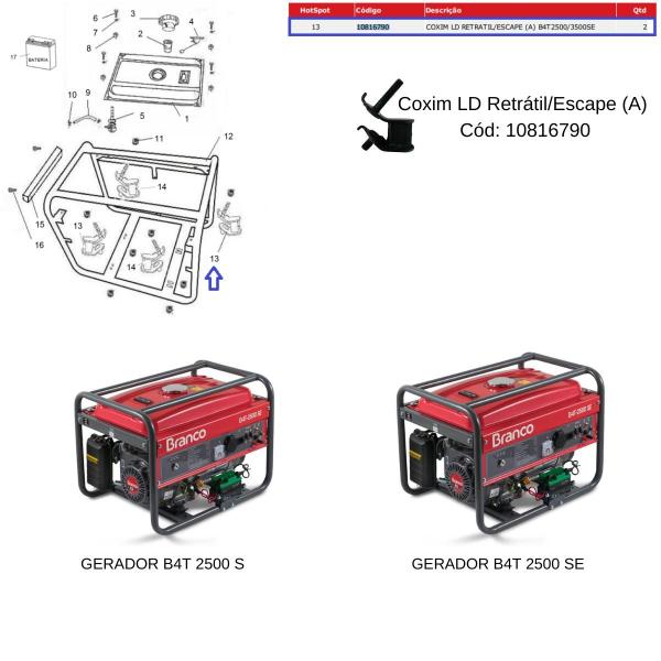 Imagem de Coxim Retrátil Escape (A) P/Gerador B4T 2500 - CÓD: 10816790