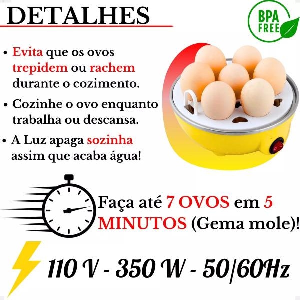 Imagem de Cozedor De Ovos Aquecedor Portátil Prático Cozinha 110v