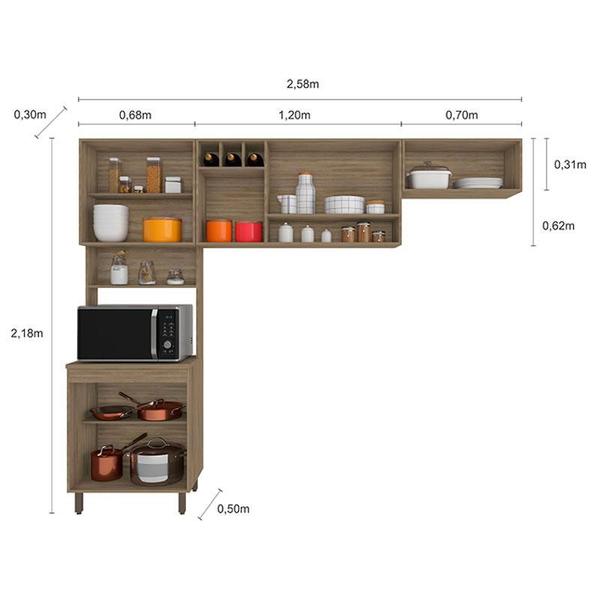 Imagem de Cozinha 3 Peças Barcelona Carvalho OAK Off White - Poliman