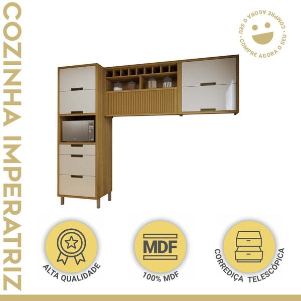 Cozinha 3 Peças Paneleiro Forno 2 Portas 3 Gavetas, Armário Aéreo 1 Porta e Armário Aéreo 2 Portas I - Nesher Móveis Imagem de Cozinha 3 Peças Paneleiro Forno 2 Portas 3 Gavetas, Armário Aéreo 1 Porta e Armário Aéreo 2 Portas I
