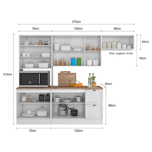 Imagem de Cozinha 4 Peças Com Paneleiro Ambiente Unna Branco - Poliman