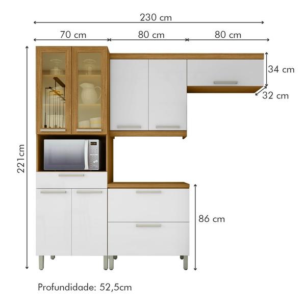 Imagem de Cozinha 4 Peças Paneleiro Áereo e Balcão 80 Nesher Burguesa P 100% Mdf