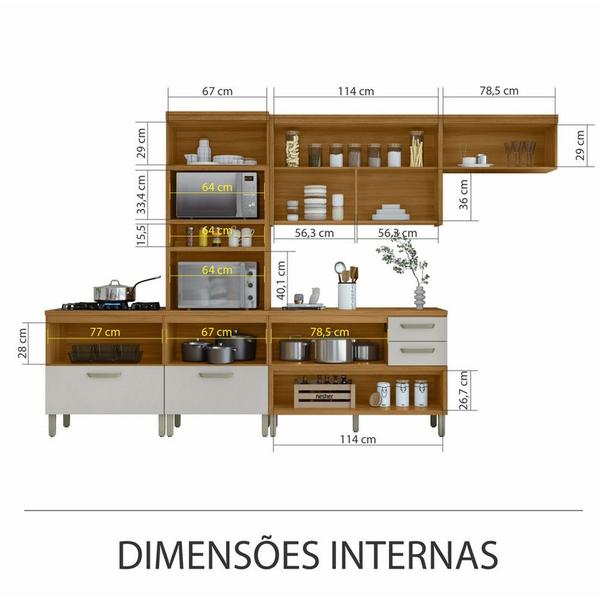 Imagem de Cozinha 4 Peças Ripado Torre Quente Princesa 100 MDF Nesher