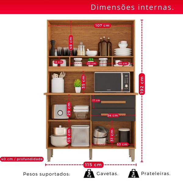 Imagem de Cozinha 4 Portas 2 Gavetas Sara Frison Com Espelhos - Tudo de Móveis